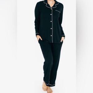 Kindred Bravely Black Pajama Set with White Trim
